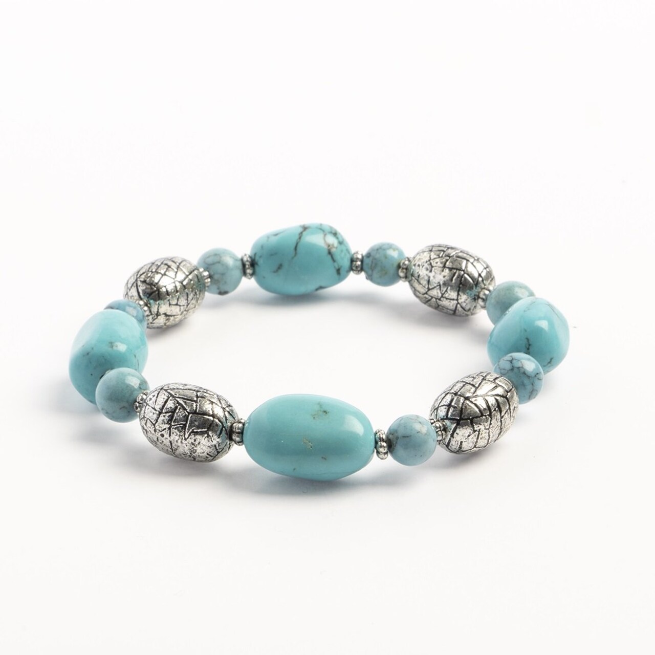 Earth's Jewels Semi-Precious Natural Dyed Stabilized Turquoise Stretch Bracelet #30